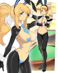 1girls 604yue barely_clothed breasts bunnysuit female metroid pasties samus_aran tagme