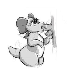 :>= ambiguous_gender artist_request ball_fondling birdo black_and_white bow fellatio mario_(series) nintendo oral oral_sex penis sex tagme