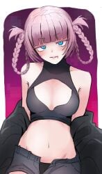 1girls 2d 2d_(artwork) 2d_artwork adult adult_female anime anime_character asian asian_girl asian_woman background belly belly_button black_coat black_jacket blue-eyed_female blue_eyes blunt_bangs braid braided_hair braided_pigtails braids breasts call_of_the_night coat collarbone digital digital_art digital_drawing digital_drawing_(artwork) digital_media digital_media_(artwork) drawing eyebrows_visible_through_hair fanart female female_focus female_only female_protagonist fingernails from_front front_view gradient_background grey-haired_female grey_hair head_tilt inguinal_crease inguinal_ligament jacket japanese japanese_female japanese_woman lean_figure lidenfilms looking_at_viewer maikurorensu manga_character mature mature_female midriff multicolored_background nail_polish nails nanakusa_nazuna narrow_waist navel off_shoulder open_coat open_jacket parted_lips petite petite_body petite_breasts petite_female petite_girl petite_tits pink-haired_female pink_background pink_hair pink_hair_female plain_background portrait purple_background sfw shoulders slender_body slender_waist slim_female slim_waist small_boobs small_breasts small_tits smile smiley_face smiling smiling_at_viewer solo tilted_head tiny_breasts tiny_tits top_view twin_braids two-tone_background upper_body vampire vampire_girl yofukashi_no_uta