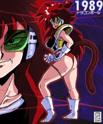 dragon_ball dragon_ball_z female ishida1694 knife_saiyan_lady looking_at_viewer saiyan saiyan_armor saiyan_female saiyan_tail scouter solo_female tail tinted_eyewear