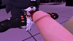 ball_gag black_hair blindfold blindfolded cryptiacurves gag_bondage helluva_boss loona_(cryptiacurves) loona_(helluva_boss) penis penis_out tounge_out two_tone_body two_tone_fur vrchat vrchat_avatar vrchat_media vrchat_model