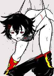 ahe_gao anal arms_up bent_over flat_colors juuzou_suzuya light_bondage limited_palette mark_gavatino near_monochrome partially_clothed partially_colored penis sex soft_color trap yaoi