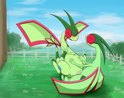 claws closed_eyes cum cum_inside dragon duo erection female flygon lurker001 male nintendo open_mouth penetration penis plain_background pokemon pokemon_(species) pussy red_eyes sex straight vaginal_penetration video_games wings