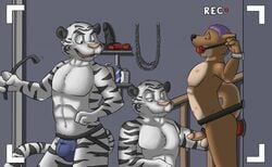 anal anal_sex ball_gag bondage bound cock_ring crop drooling erection furry furry_only gag gay male no_humans nude penetration penis saliva sex_toy shackles slave strapped teguso