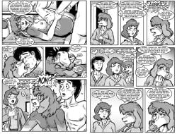 anthro beagle blush bodily_fluids brave_new_world_(style_wager) breasts canid canine canis caught_in_the_act chair clothed clothed_female clothing comic dialogue domestic_dog dressing english_text female french_kissing fur furniture genitals greyscale group hair henrietta_hound human human_on_anthro hunting_dog interspecies kissing kitchen male male/female mammal monochrome mother_(lore) mother_and_child_(lore) mother_and_son_(lore) nipples nude nude_female nude_male parent_(lore) parent_and_child_(lore) parent_and_son_(lore) penetration penile penile_penetration penis penis_in_vagina profanity purse pussy saliva scent_hound son_(lore) style_wager table tail text trio vaginal_penetration