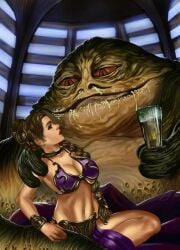 1girls background belly_dancer belly_dancer_outfit blinds bracelet braided_hair brown_eyes brown_hair cleavage clothed clothed_female clothing dc-kyoto domination drink enslaved_royal female femsub forced green_skin hand_on_shoulder harem_girl harem_outfit holding holding_drink holding_object hutt indoors jabba's_palace jabba_the_hutt large_breasts loincloth long_hair male maledom nude nude_male nudity princess_leia_organa purple_clothing sail_barge shoulder_grab slave slave_bikini slave_collar slave_leia slave_outfit slavegirl slime star_wars submissive submissive_female ugly ugly_bastard ugly_man vehicle vehicle_interior window