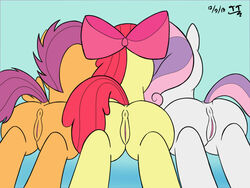 anus apple_bloom_(mlp) ass equine female friendship_is_magic from_behind my_little_pony no_humans pussy scootaloo_(mlp) straight_hair sweetie_belle_(mlp) tomtornados