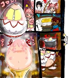 ! 1girls akemi_homura bangs black_eyes black_hair blush bow bow_(weapon) brown_hair buttons cameo comic cooking dress egg egg_shell egg_yolk female fire flower frills frying_pan hair_ribbon hasunalu headband human jewelry kyubey leaf long_tongue madoka_kaname mahou_shoujo_madoka_magica necklace objectification open_mouth payot pot rebirth ribbon rose saliva shaking sidelocks star steam sweatdrop teardrop tears text tied_hair tongue transformation translation_request twintails vore weapon witch_(madoka_magica) yellow_eyes