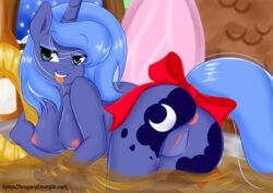 2013 anthro anthrofied anus ass blue_eyes blue_fur blue_hair breasts cutie_mark equine female friendship_is_magic fur hair horn horse inside long_hair loopend my_little_pony nipples open_mouth princess_luna_(mlp) pussy solo tongue wings