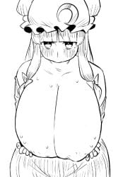 big_breasts cleavage frogsnake huge_breasts patchouli_knowledge sweat touhou