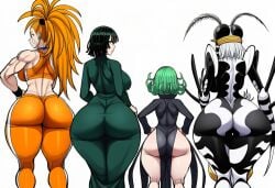 4girls ai_generated ass_chart ass_hanging_out big_ass bubble_butt captain_mizuki female female_only fubuki_(one-punch_man) mosquito_girl_(one-punch_man) multiple_girls one-punch_man pawg tagme tatsumaki