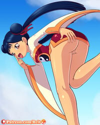 1girls anus ass big_ass big_breasts black_hair bottomless breasts bubble_butt cardcaptor_sakura chinese_clothes clothing dat_ass double_bun dress female female_only hair_bun human light-skinned_female light_skin long_hair looking_at_viewer looking_back meiling_li no_panties presenting pussy red_eyes reit side_slit solo tease thick_thighs tongue wide_hips