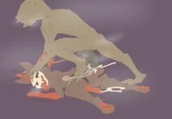 anal anal_sex animal_genitalia animal_penis anon anthro ass balls big_penis bodily_fluids breath canid canine canine_genitalia canine_penis claws clothing cum cum_inside cum_while_penetrated demogorgon demon digital_media_(artwork) drooling duo ejaculation english_text erection fishnet_clothing fishnet_legwear fur genital_fluids genitals hand_on_head hi_res internal k4jayx legwear lying male male/male male_penetrated male_penetrating male_penetrating_male mammal moan monster musk nude on_front panting paws penetration penis penis_backwards saliva sex simple_background skulldog_(species) smile step_position stranger_things tail tapering_penis text