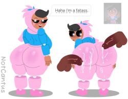 animatronic_female big_ass cum_on_ass dark-skinned_male dialogue disembodied_penis duolingo five_nights_at_freddy's fnaf hijab human interracial notcantus straight zari_(duolingo)