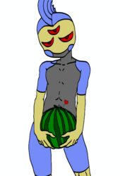 3_eyes alien fin fish hips hylotl male male_only melon mochizuki multi_eye red_eyes solo starbound watermelon
