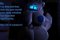 1girls 3d 3d_(artwork) ? anthro anthro_female anthro_focus big_breasts blue_body blue_eyes blue_nipples breasts dark_background dark_lighting dialogue ear english english_text female female_focus furry furry_female furry_focus hair huge_breasts low_lighting naked_female night nipples nonalterna nude nude_female roblox robloxian robot robot_girl screen_face short_hair short_white_hair standing tail text thick_thighs thighs watermark white_body white_ears white_hair white_skin white_tail