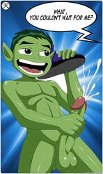 beast_boy big_penis boner cum cumming cumming_from_masturbation dc_comics erection green_eyes green_hair green_penis green_skin hair male male_only masturbation nude penis solo teen_titans tenzen