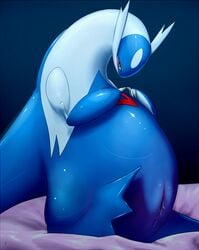 anus bamia bed blush chubby female female_latios latios legendary_pokemon nintendo on_bed pokemon pokemon_(species) pussy pussy_juice red_eyes rule_63 shiny shy sitting_up solo video_games wet_pussy