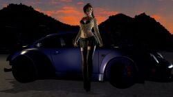 3d 3d_(artwork) absurd_res absurdres black_bra black_high_heel_boots black_miniskirt black_skirt brown_hair cheetah_print cleavage collarbone emotionless emotionless_female exposed_bra exposed_breasts expressionless grand_theft_auto grand_theft_auto:_san_andreas gta_prostitute gtajohn high_resolution highres large_breasts large_tits leaning_against_car long_hair miniskirt pleated_skirt posing_for_the_viewer prostitute red_lipstick rockstar_games shfypro_(grand_theft_auto) skirt sweating unbothered uncaring