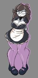 1girls blush blush_lines breasts brown_hair jaiden jaiden_animations maid maid_outfit maid_uniform neckline rokoryt_art skirt stockings white_body white_skin