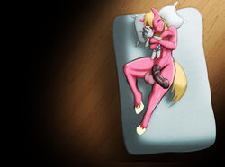 2012 abs anthro balls bed big_macintosh_(mlp) blonde_hair closed_eyes doll earth_pony equine freckles friendship_is_magic fur hair horsecock hug jrvanesbroek lying male male_only mammal muscles my_little_pony navel nude penis pillow plushie pony smartypants_(mlp) solo