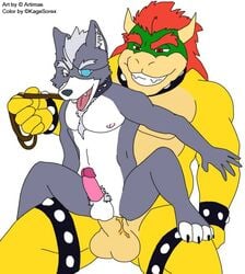 anal anal_sex anthro artimas balls bara bowser canine claws crossover erection fur furry gay gay_sex kagesorex king koopa male male_only mario_(series) multiple_males nintendo penetration penis royalty scalie spread_legs spreading star_fox white_background wolf wolf_o'donnell yaoi