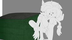 amy_rose breasts female gray_background hedgehog jammiez male naked nipples nude open_mouth panties penetration penis pussy sega sonic_(series) sonic_the_hedgehog straight trash underwear unfinished vaginal_penetration