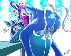 anal anal_sex anthro ass backsack balls blush cum cum_in_ass cum_inside duo eeveelution female from_behind furry futa_on_female futanari galaxyoron glaceon intersex legendary_pokemon nintendo open_mouth orgasm penetration penis pokemon pokemon_(species) pokemorph red_eyes sex suicune tongue tongue_out