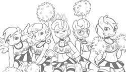 2013 5girls anthro anthrofied breasts cheerleader cleavage clothing cutie_mark_crusaders diamond_tiara diamond_tiara_(mlp) equine eyewear female friendship_is_magic glasses grin group hair_on_head horn horse hourglass_figure my_little_pony pegasus pom_poms pony poprocks pussy silver_spoon silver_spoon_(mlp) skirt smile sweetie_belle_(mlp) tiara unicorn voluptuous wings