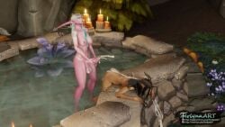 3d blood_elf cum cum_on_ass cum_on_back cum_on_body exhausted female ferlynn futa_on_female futanari laying_down night_elf sex sinestra world_of_warcraft