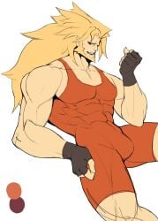 balls bara beard big_penis bulge facial_hair flaccid guilty_gear leo_whitefang male male_only muscles muscular penis scruffley singlet solo solo_male