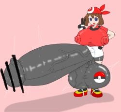 1futa balls bar_censor breasts brown_hair censored clothed clothing fully_clothed futa_only futanari hands-free huge_balls huge_breasts huge_cock human hyper_balls hyper_penis intersex kneeling light-skinned_futa light_skin may_(pokemon) noto858 penis penis_bigger_than_body pokemon rekuro_(@noto858) solo veiny_penis