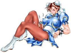 1futa censored chun-li dusty_heaven futa_only futanari human intersex solo straight_hair street_fighter