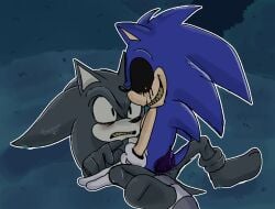 2011x 2017_x ankifun blush cum cum_drip erection forest forest_background gay genital_fluids outdoors outside penis penis_tentacles questionable_consent sitting_on_penis smile sonic.exe sonic.exe_(series) sonic_(series) spread_legs tentacle