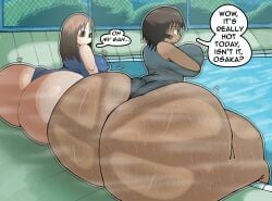 2026 2girls absurd_proportions anothercat ass ass_awe ass_bigger_than_head ass_bigger_than_torso azumanga_daiou big_ass big_breasts breasts caked_up collaboration dialogue dumptruck_ass feet_out_of_frame female female_only girl gripping_breasts holding_breast huge_ass huge_breasts hyper hyper_ass hyper_breasts hyper_butt kagura_(azumanga_daiou) lolbear_9 looking_at_another massive_ass massive_breasts massive_butt mizugi nipples_visible_through_clothing one-piece_swimsuit osaka_ayumu_kasuga physical_education pool school_pool school_swimsuit shiny_ass shiny_skin sitting sitting_on_floor steam steaming_body steamy sweat sweatdrop sweating swimming_pool swimsuit swimsuits swimwear tanned tanned_female tanned_skin text thick_ass thick_butt thick_legs tight_swimsuit water