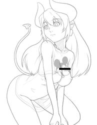 alternate_costume astaroth astaroth_(shinrabanshou) clothing drawn medium_breasts monochrome shinrabanshou