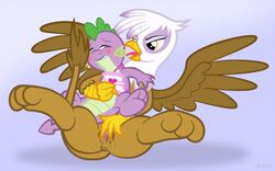 animated anus apron avian blush brown_fur domination dragon female femdom friendship_is_magic fur gilda_(mlp) gryphon handjob jepso licking male masturbation my_little_pony penis pussy pussy_juice smooth_skin spike_(mlp) straight tongue wings