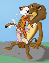 2boys alakay_alex anal anthro aza beige_fur big_penis blue_eyes blush cum cumshot dreamworks erection feline fur furry furry_only gay hobbes lion madagascar_(series) male male_only orange_fur penis size_difference tiger yaoi zenu