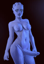 1futa alien asari blue_skin breasts erection futa_only futanari intersex jaxee large_breasts large_penis mass_effect morinth nipples nude penis solo standing testicles