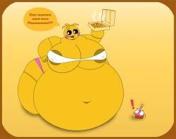 animatronic animatronic_female beakless big_belly big_breasts chicken chicken_girl fat fat_female female five_nights_at_freddy's five_nights_at_freddy's_2 fnaf hyper hyper_breasts hyper_fat obese obese_female overweight overweight_female phasianid robot robot_girl scottgames toy_chica_(fnaf) yellow yellow_skin