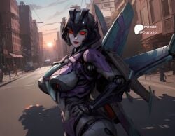 1girls ai_generated airplane breasts cybertronian daraiio decepticon female hand_on_own_hip humanoid_robot large_breasts mecha mechanical_wings red_eyes robot robot_girl robot_humanoid slipstream transformer transformers transformers_animated transformers_cyberverse wings