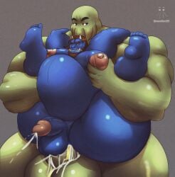 absurd_res anal anal_sex asian_mythology big_penis bodily_fluids cum cum_in_ass cum_inside demon dominant east_asian_mythology ejaculation eldritch_abomination full_nelson genital_fluids genitals hi_res huge_cock hyper hyper_genitalia hyper_penis japanese_mythology larger_dom male male/male moob_grab moobs musclegut muscular mythology oni penetration penis size_difference stomach_bulge uxio_(weonraro123) weonraro123 yokai
