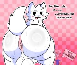1boy anthro anus ass backsack balls ballsack big_ass boykisser dialogue femboy furry male operario_juniors pelnsfw peludoburro silly_cat_(mauzymice) squidward_tentacles sweat sweatdrop sweating tagme text