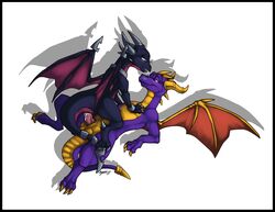3_toes balls blue_eyes claws cowgirl_position cum cum_inside cynder dragon eye_contact female feral feral_on_feral horn kayla-na male mythological_creature mythological_scalie mythology open_mouth penetration penis purple_eyes pussy scalie sex simple_background spyro spyro_the_dragon straight tail vaginal_penetration video_games wings