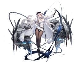 azur_lane belt black_footwear black_gloves black_pantyhose boots breasts cg chains cleavage coat female floating_hair full_body fur-trimmed_coat fur_trim gangut_(azur_lane) gloves grin hair_between_eyes hat high_heels ice jacket large_breasts long_hair long_sleeves looking_at_viewer machinery military_hat mole mole_under_eye official_art open_mouth outstretched_arm pantyhose partially_fingerless_gloves peaked_cap red_eyes rigging skirt smile solo standing transparent_background turret very_long_hair white_coat white_hair white_headwear white_jacket