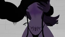 3d holding_breast pubic_tattoo purple_fur self_upload summer_(hazbin_hotel) tagme tattoo virgin_killer_sweater vrchat vrchat_avatar