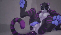 4_toes anthro cum feline fur furry gryx hindpaw male male_only paws penis solo tiger