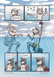 alex anthro brothers canine comic fur furry furry_only gay harmarist kitaness lake male male_only page_9 sheath_and_knife sibling swim underwater water will wolf