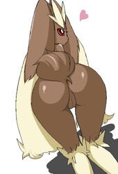 1girls anal anus ass brown_fur female female_only fur furry furry_tail heart kiriyama_taichi looking_at_viewer looking_back lopunny nintendo nude pokemon pokemon_(species) pussy red_eyes tail video_games