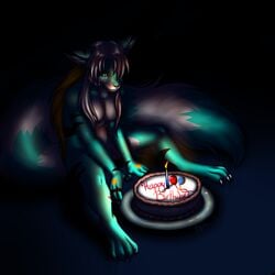 anthro birthday cake caracal claws female furever furry hair hybrid lemur lonely long_hair nude ratte sad sitting solo tears